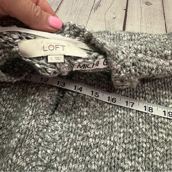 LOFT ann taylor heathered Gray Open-Front Cardigan cotton wool blend sz large - Picture 6 of 8